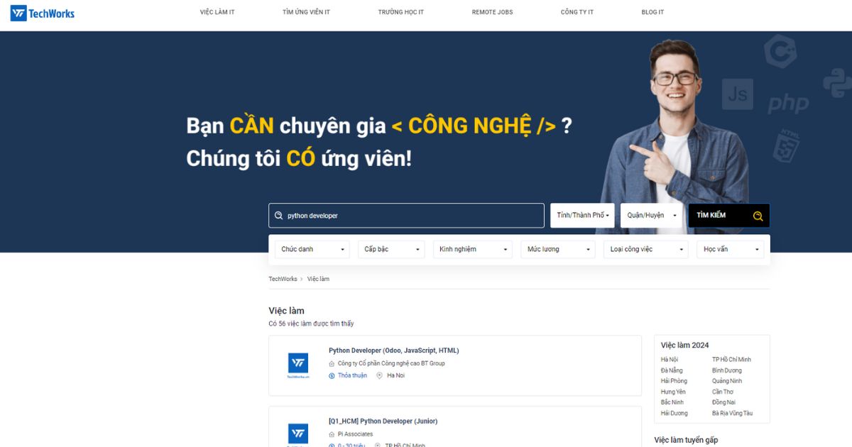 Tìm việc Python Developer tại TechWorks